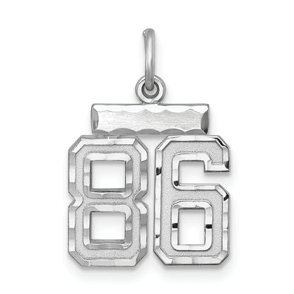 Sterling Silver Rhodium-Plated Diamond-Cut #86 Charm