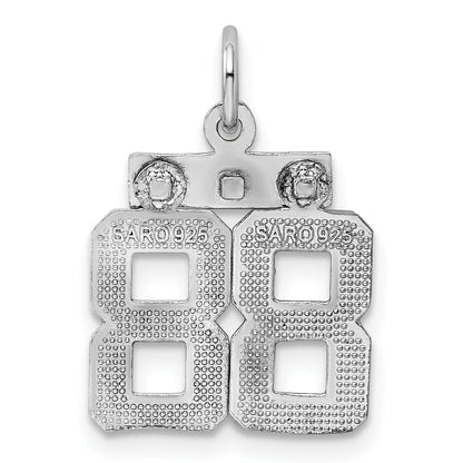 Sterling Silver Rhodium-Plated Diamond-Cut #88 Charm