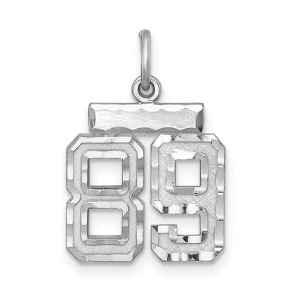 Sterling Silver Rhodium-Plated Diamond-Cut #89 Charm