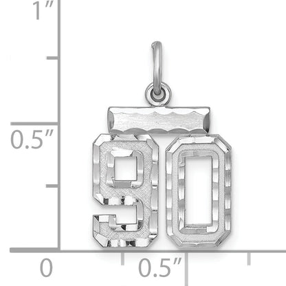 Sterling Silver Rhodium-Plated Diamond-Cut #90 Charm