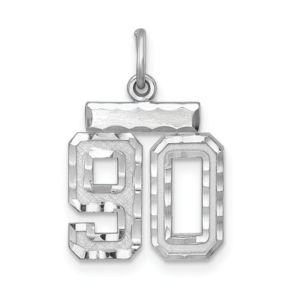 Sterling Silver Rhodium-Plated Diamond-Cut #90 Charm