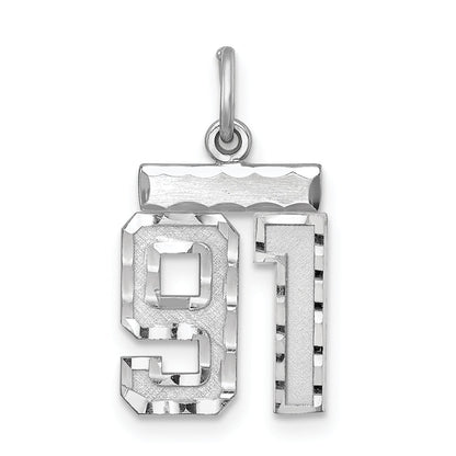Sterling Silver Rhodium-Plated Diamond-Cut #91 Charm