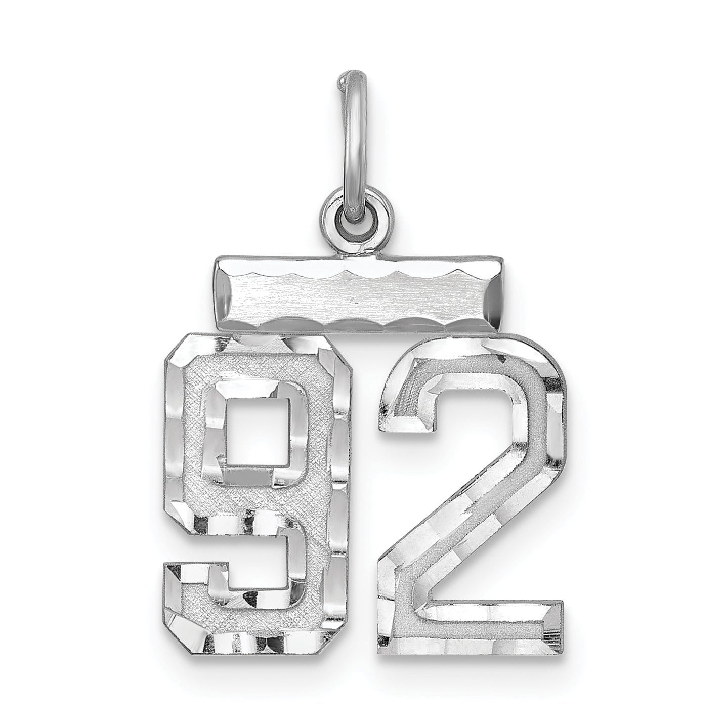 Sterling Silver Rhodium-Plated Diamond-Cut #92 Charm