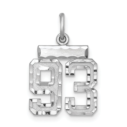 Sterling Silver Rhodium-Plated Diamond-Cut #93 Charm