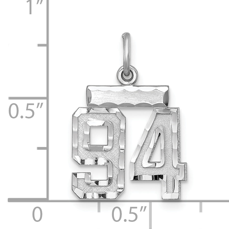 Sterling Silver Rhodium-Plated Diamond-Cut #94 Charm