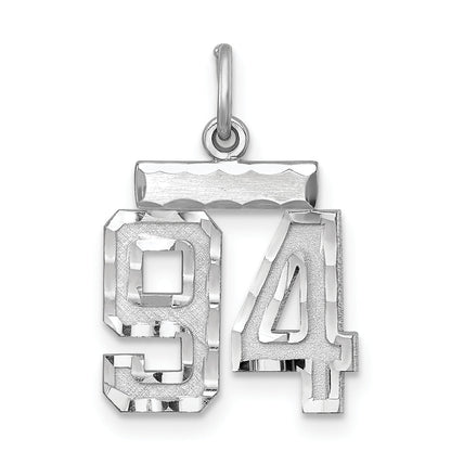 Sterling Silver Rhodium-Plated Diamond-Cut #94 Charm