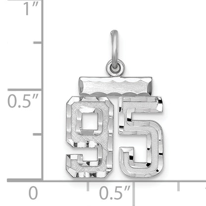 Sterling Silver Rhodium-Plated Diamond-Cut #95 Charm