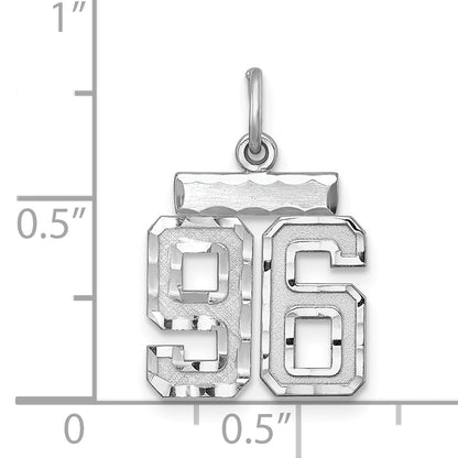 Sterling Silver Rhodium-Plated Diamond-Cut #96 Charm