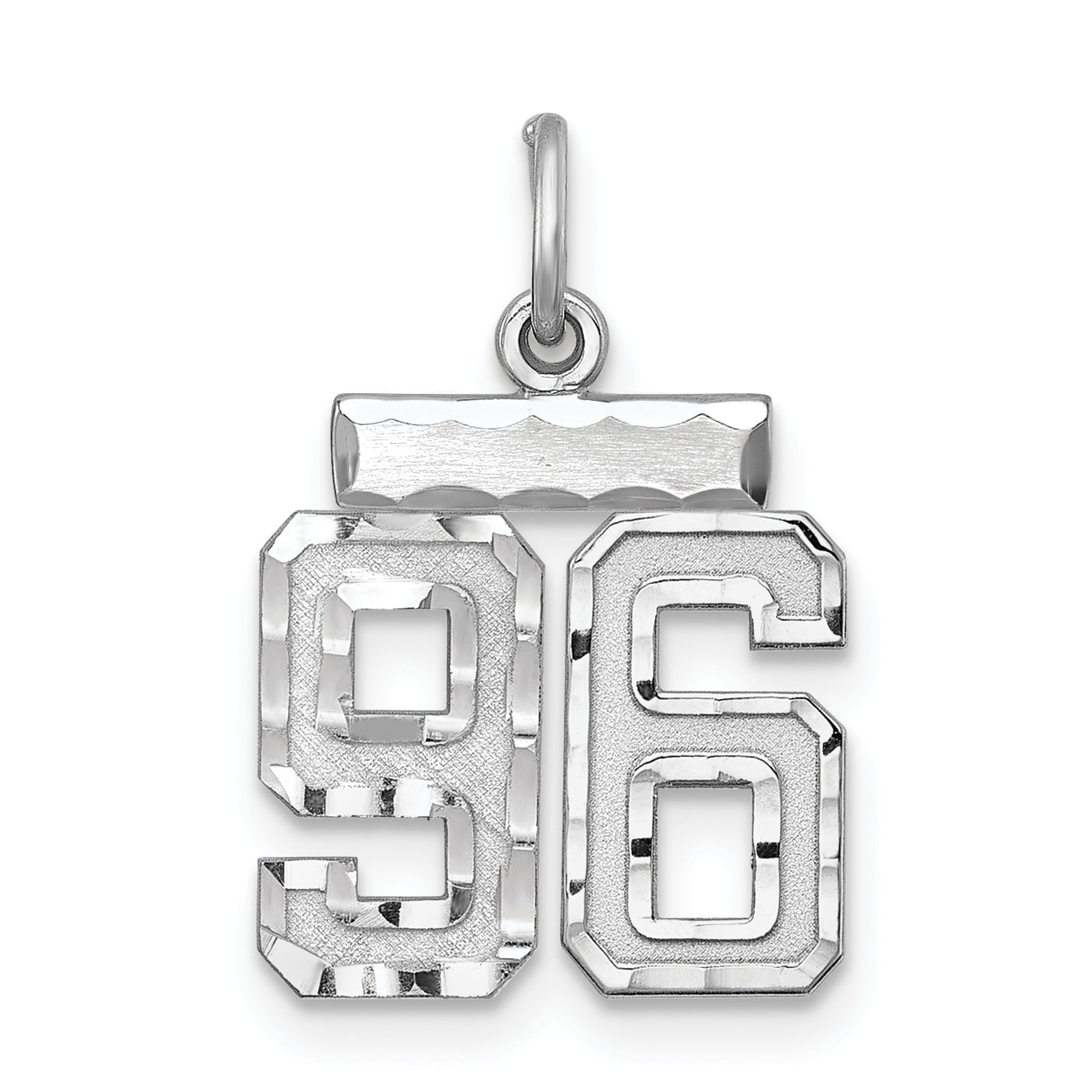 Sterling Silver Rhodium-Plated Diamond-Cut #96 Charm