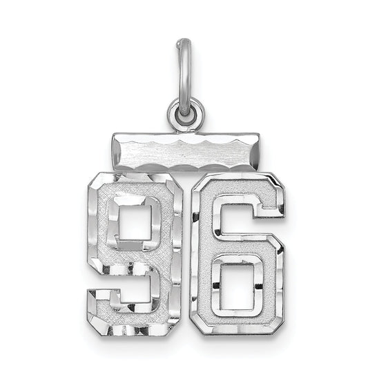 Sterling Silver Rhodium-Plated Diamond-Cut #96 Charm