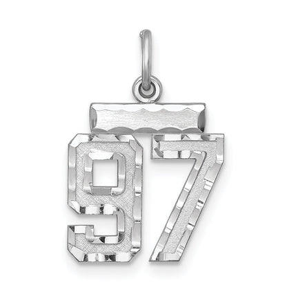 Sterling Silver Rhodium-Plated Diamond-Cut #97 Charm