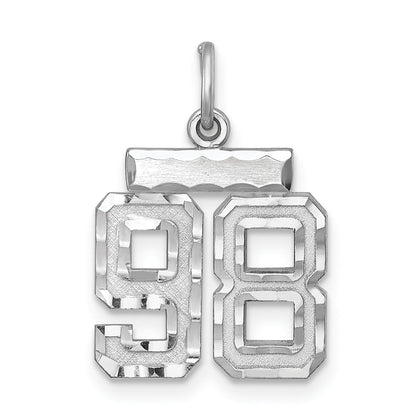 Sterling Silver Rhodium-Plated Diamond-Cut #98 Charm