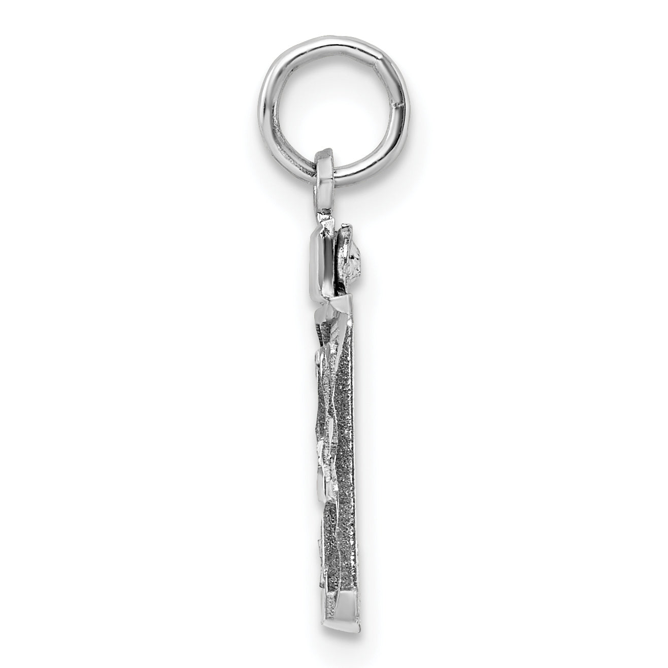 Sterling Silver Rhodium-Plated Diamond-Cut #99 Charm