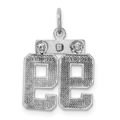 Sterling Silver Rhodium-Plated Diamond-Cut #99 Charm