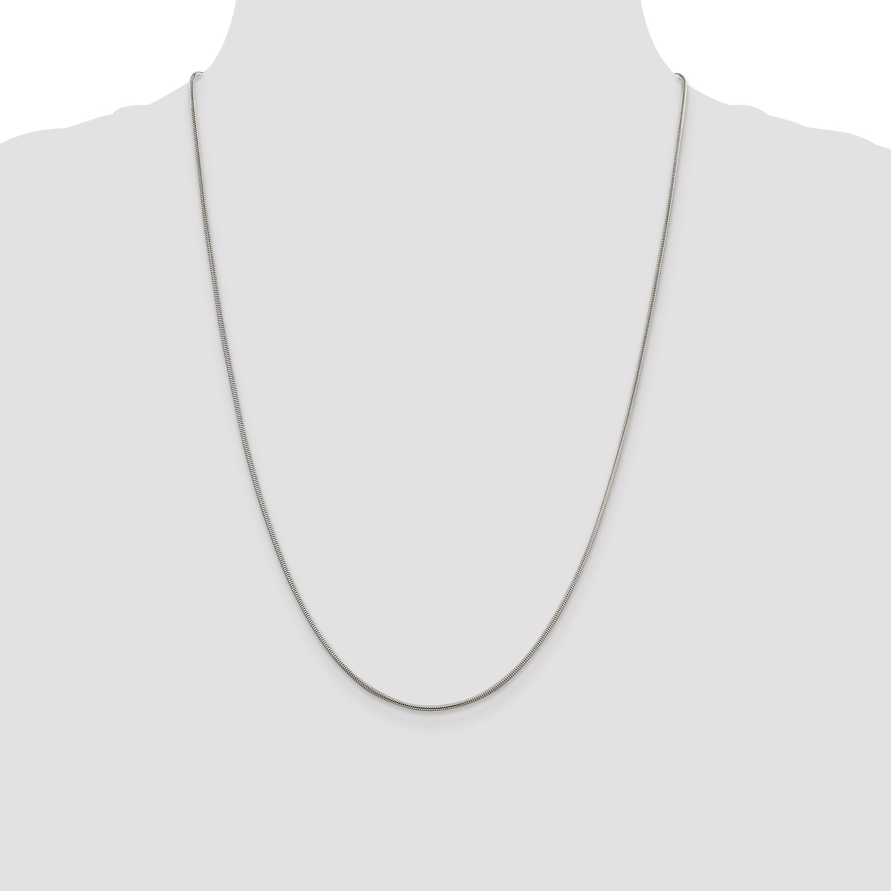 24 Inch Sterling Silver 1.5mm Round Snake Chain Necklace