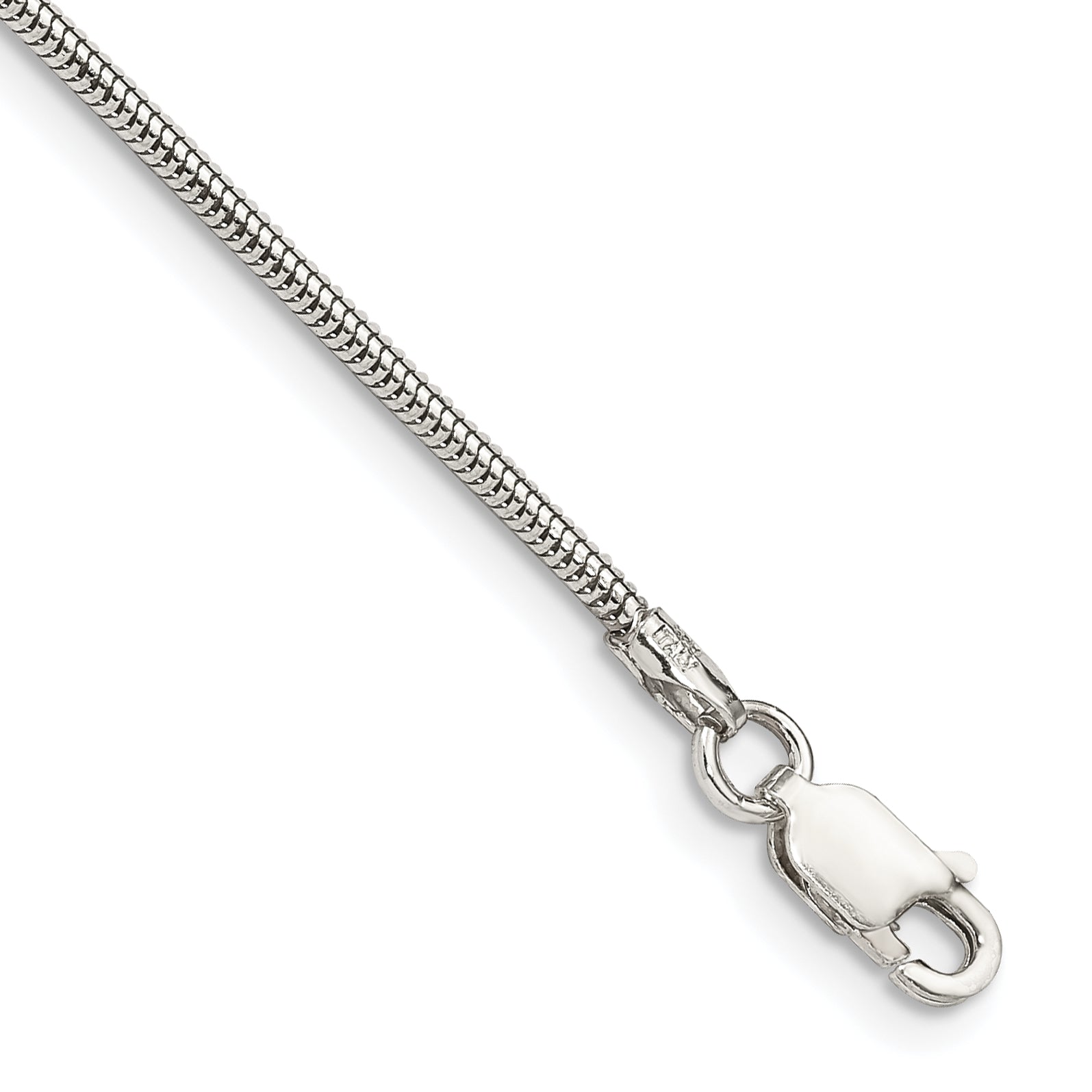 8 Inch Sterling Silver 1.6mm Round Snake Chain Bracelet