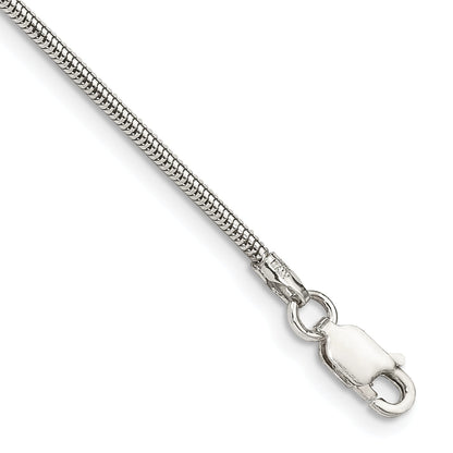 8 Inch Sterling Silver 1.6mm Round Snake Chain Bracelet