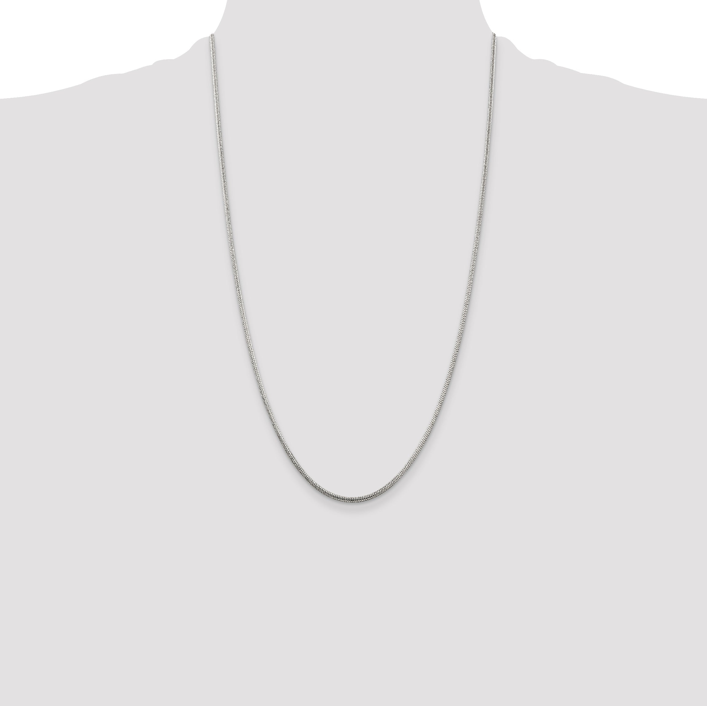 26 Inch Sterling Silver 2mm Round Snake Chain Necklace