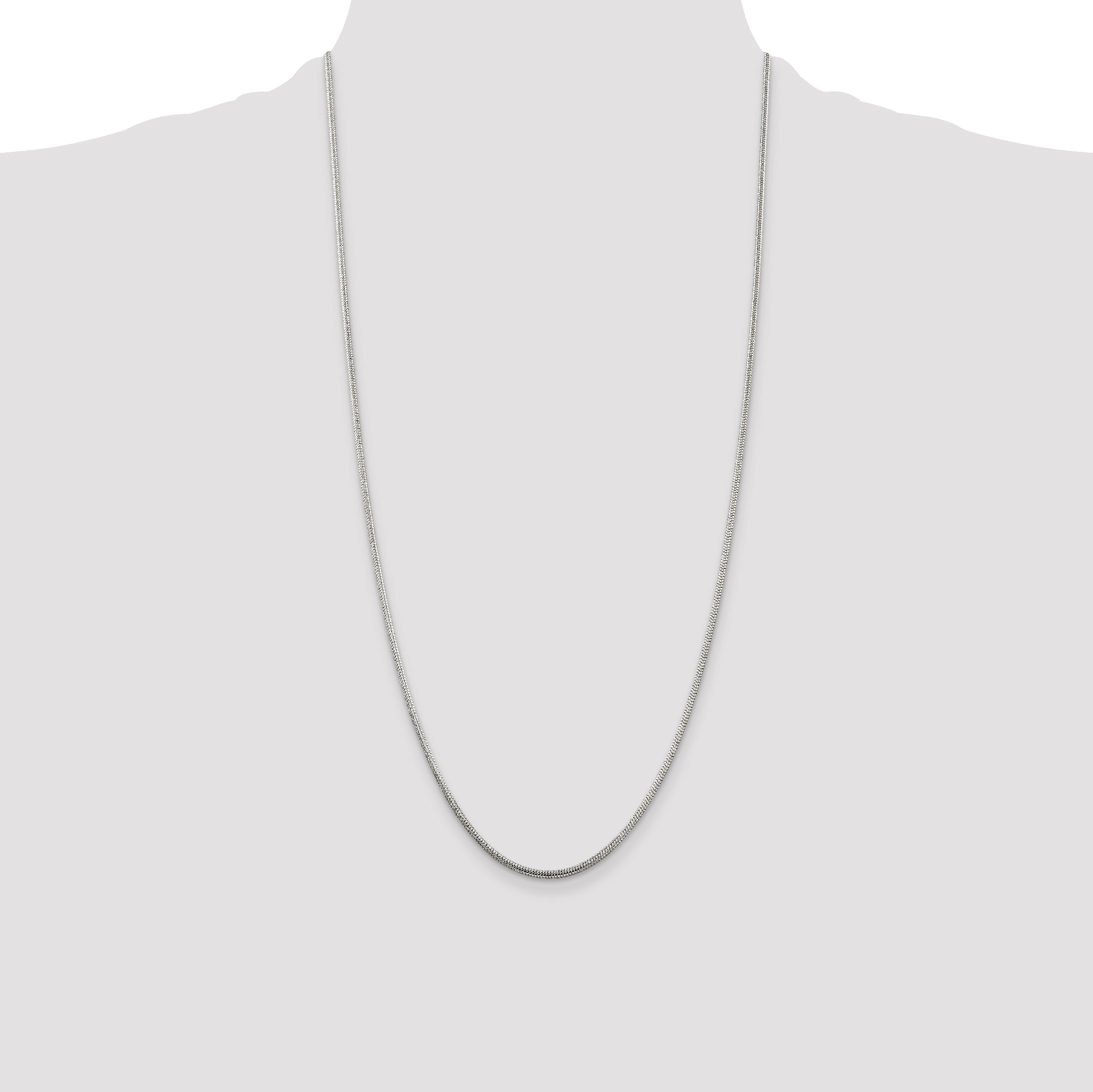 28 Inch Sterling Silver 2mm Round Snake Chain Necklace