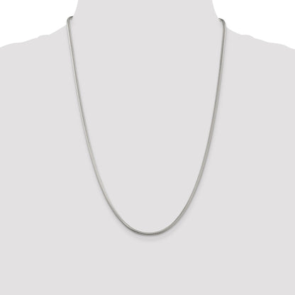24 Inch Sterling Silver 2.5mm Round Snake Chain Necklace
