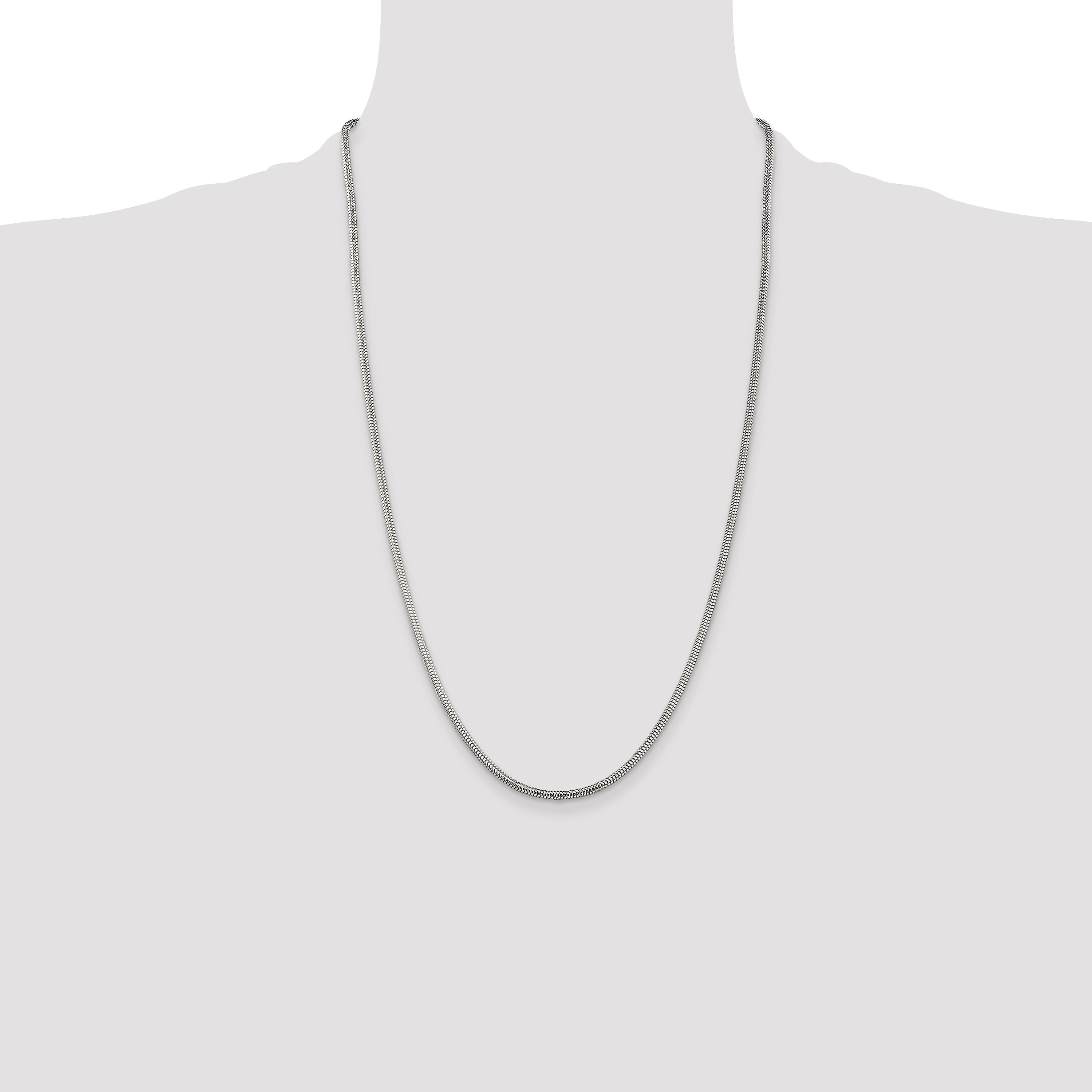 26 Inch Sterling Silver 2.5mm Round Snake Chain Necklace