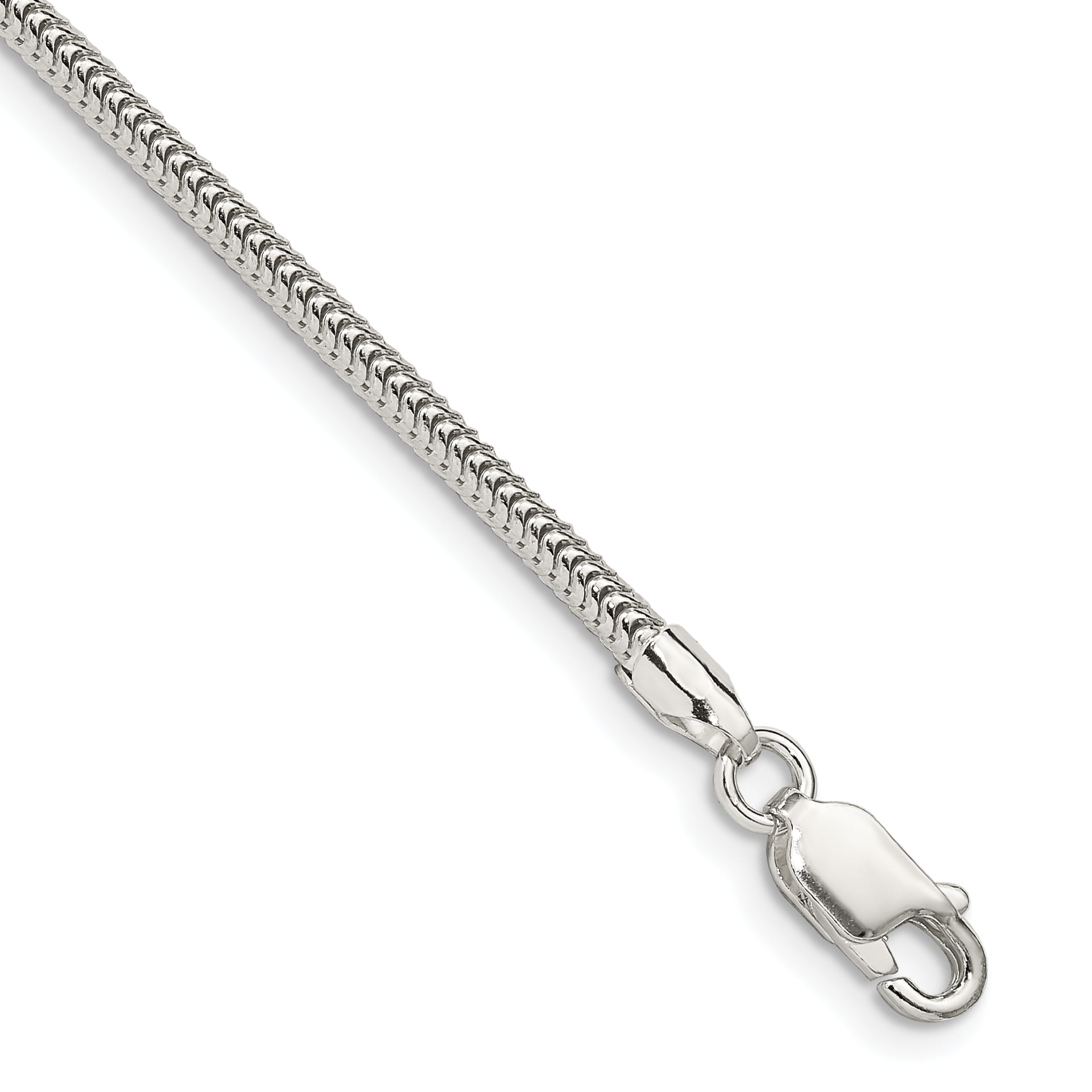 8 Inch Sterling Silver 2.5mm Round Snake Chain Bracelet