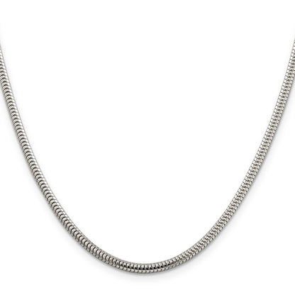 24 Inch Sterling Silver 3mm Round Snake Chain Necklace