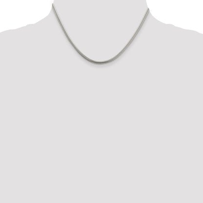 16 Inch Sterling Silver 3mm Round Snake Chain Necklace