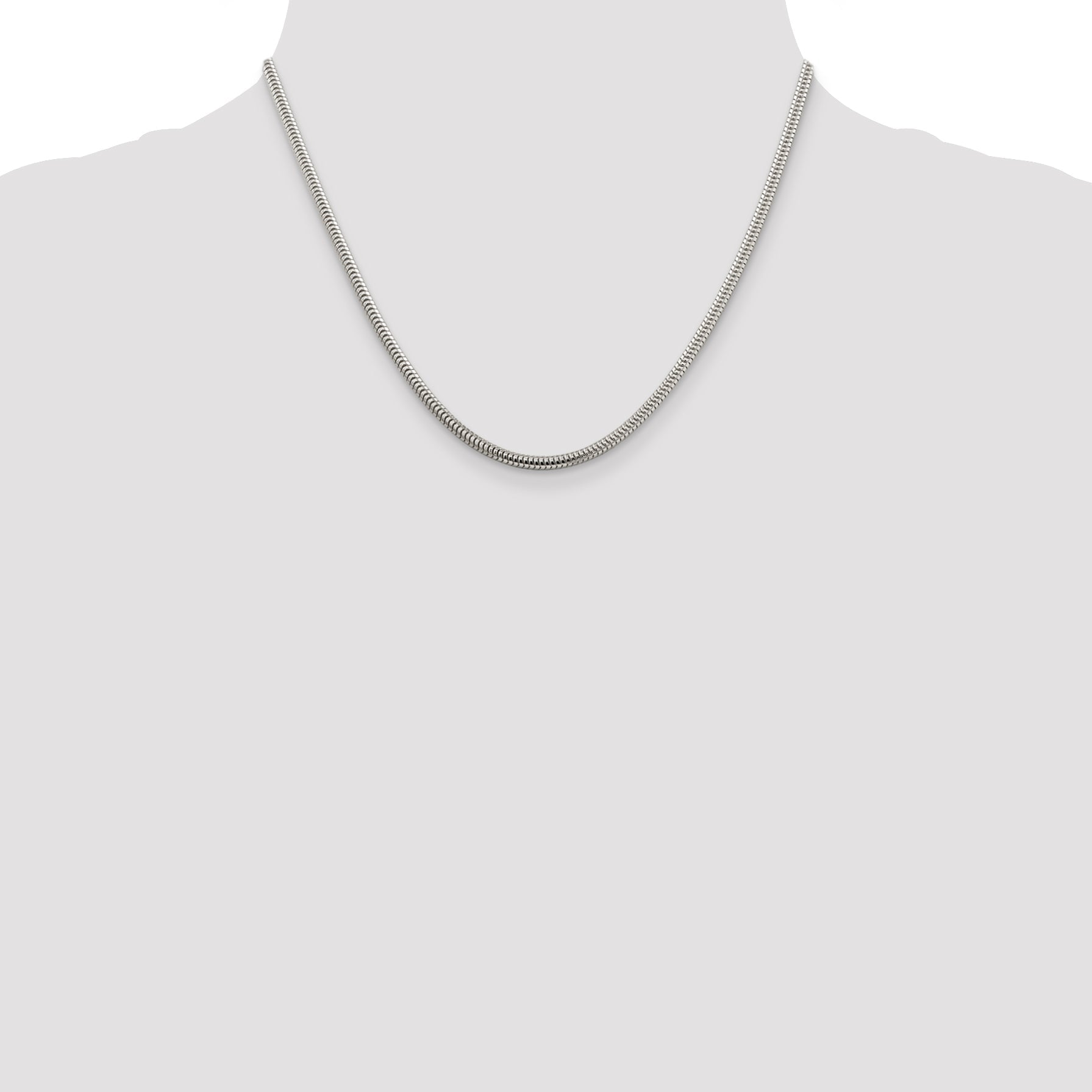 18 Inch Sterling Silver 3mm Round Snake Chain Necklace