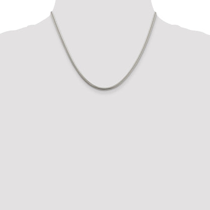 18 Inch Sterling Silver 3mm Round Snake Chain Necklace
