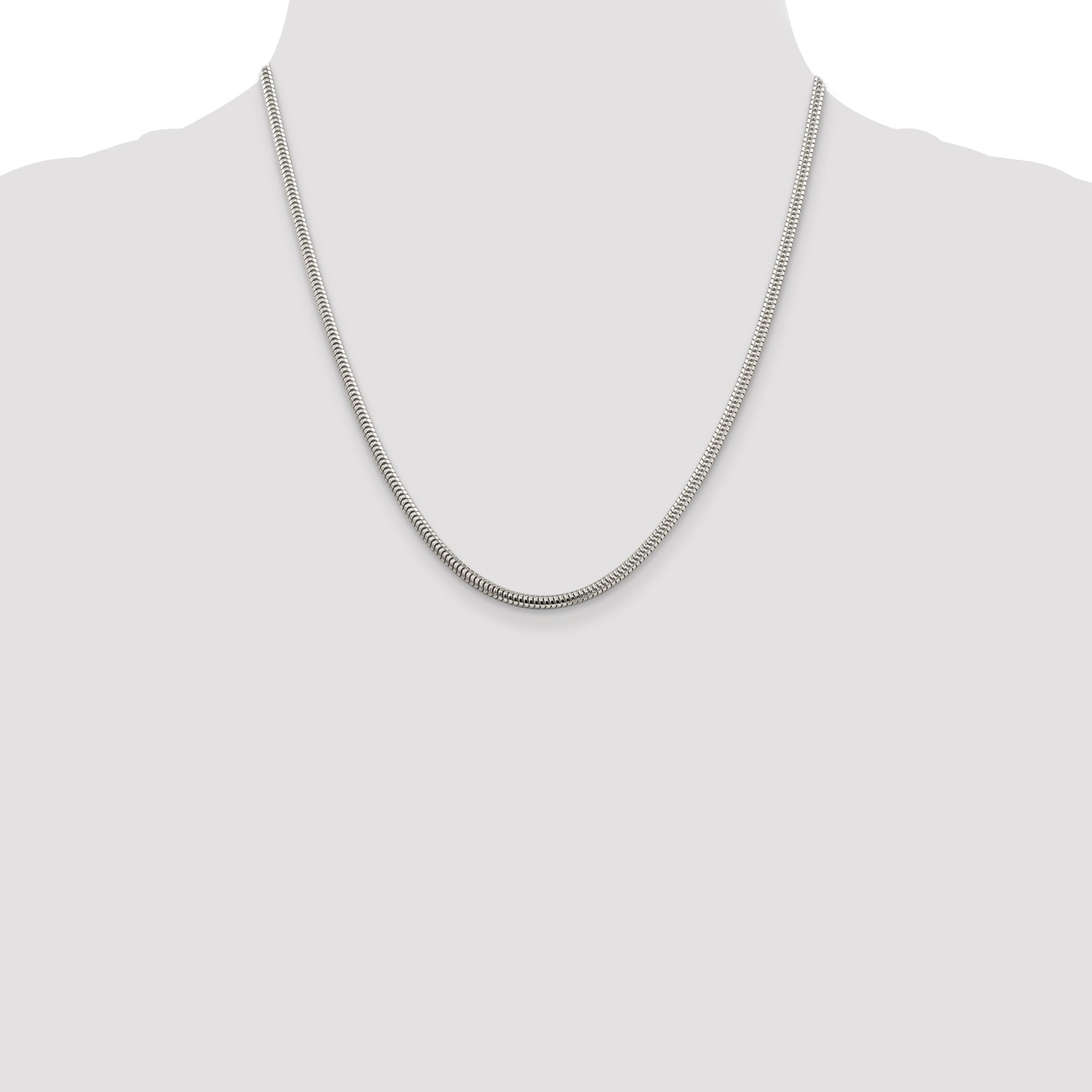 20 Inch Sterling Silver 3mm Round Snake Chain Necklace