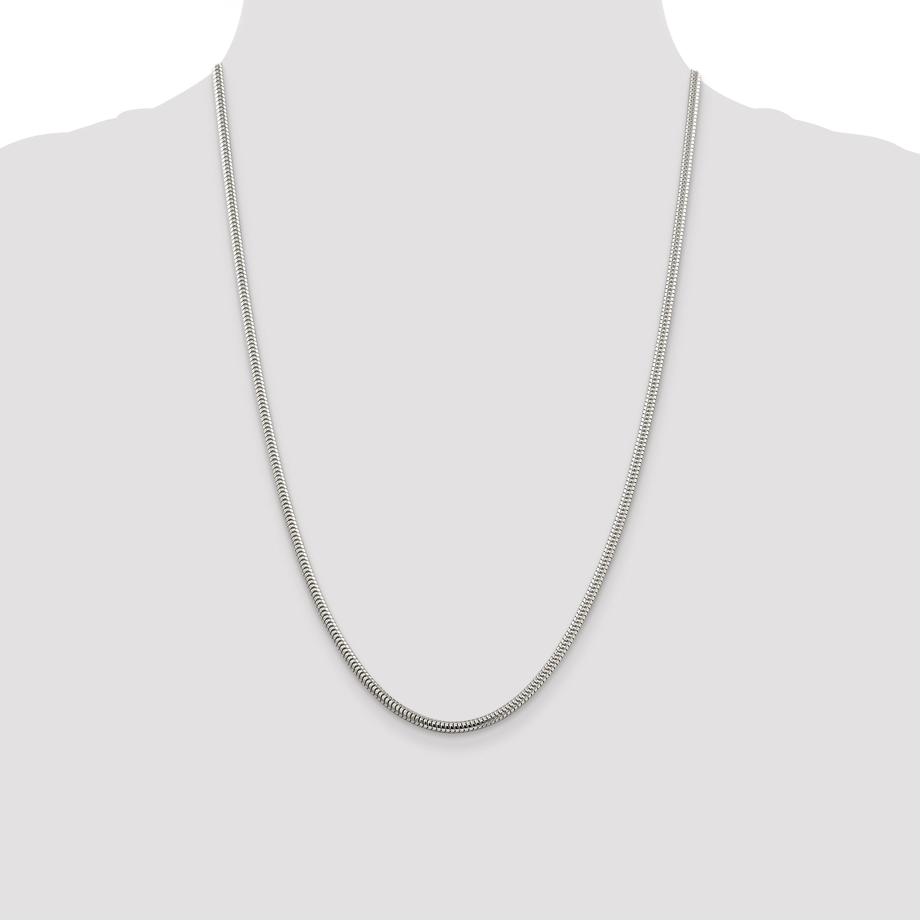 24 Inch Sterling Silver 3mm Round Snake Chain Necklace