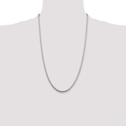 26 Inch Sterling Silver 3mm Round Snake Chain Necklace