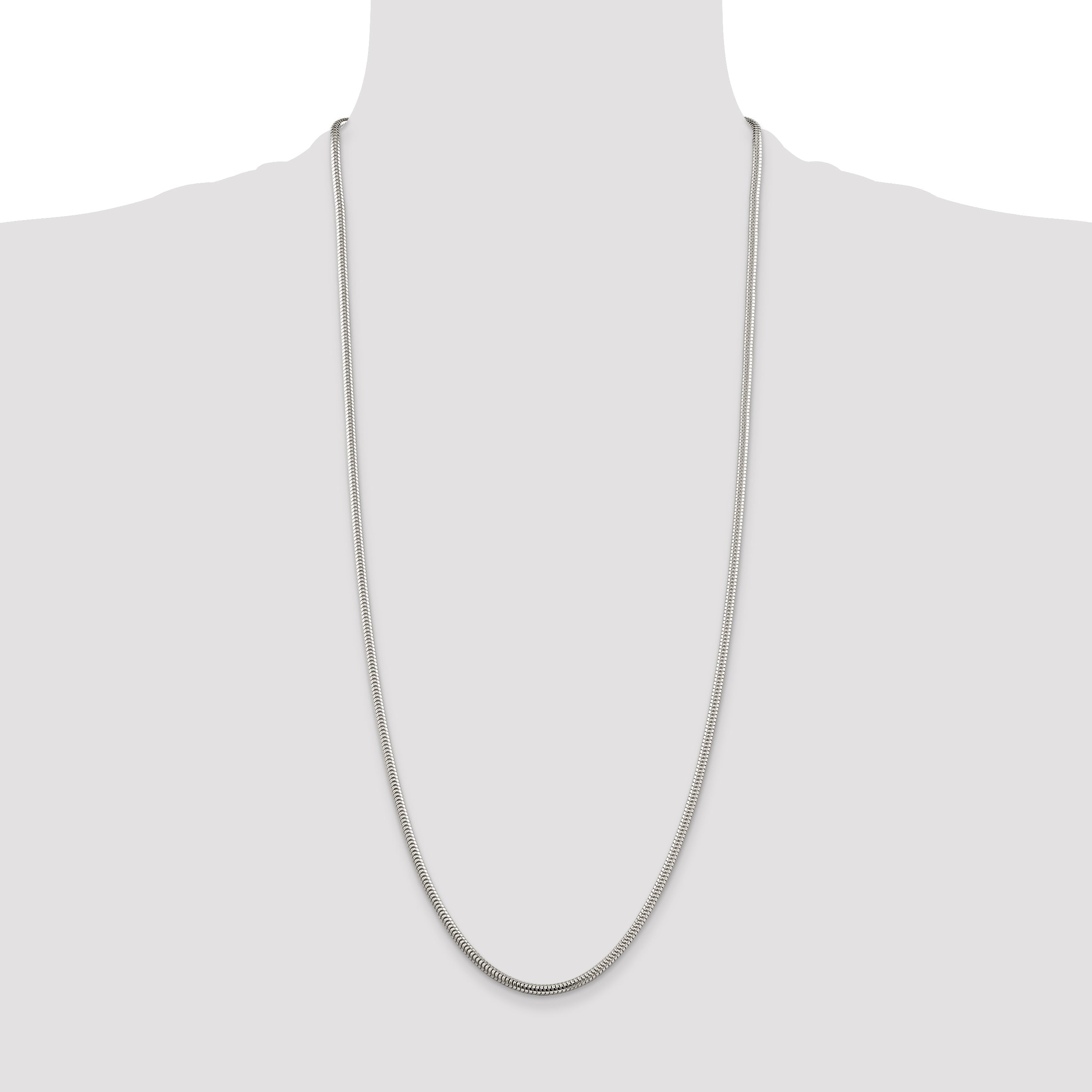 30 Inch Sterling Silver 3mm Round Snake Chain Necklace