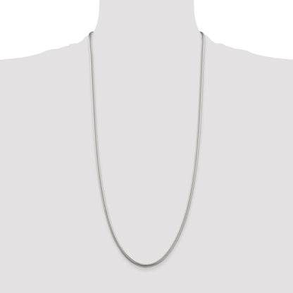 30 Inch Sterling Silver 3mm Round Snake Chain Necklace