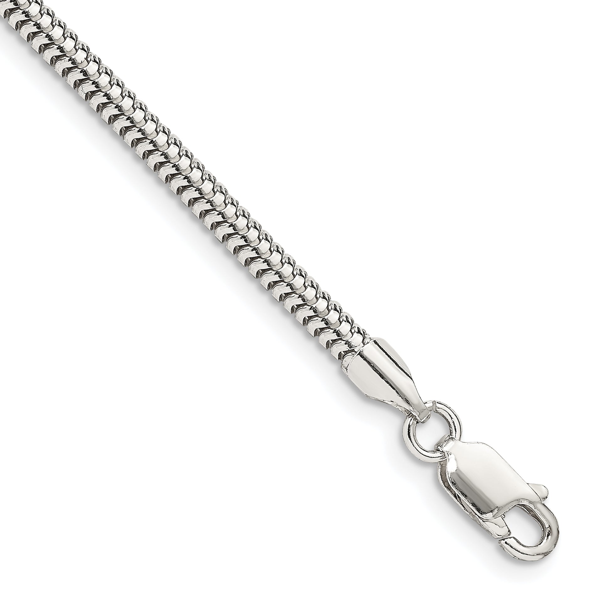 7 Inch Sterling Silver 3mm Round Snake Chain Bracelet