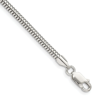 8 Inch Sterling Silver 3mm Round Snake Chain Bracelet