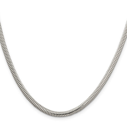 18 Inch Sterling Silver 4mm Round Snake Chain Necklace