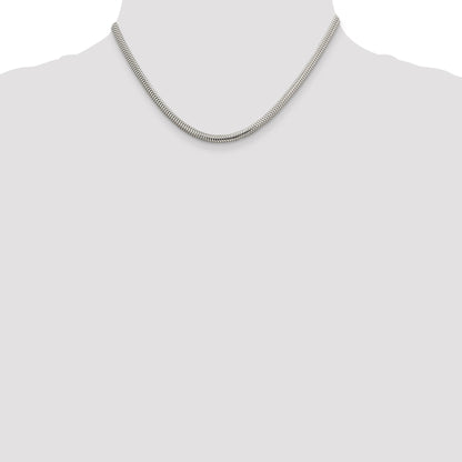 16 Inch Sterling Silver 4mm Round Snake Chain Necklace