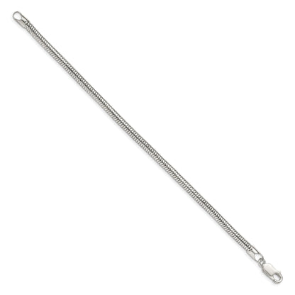 7 Inch Sterling Silver 4mm Round Snake Chain Bracelet