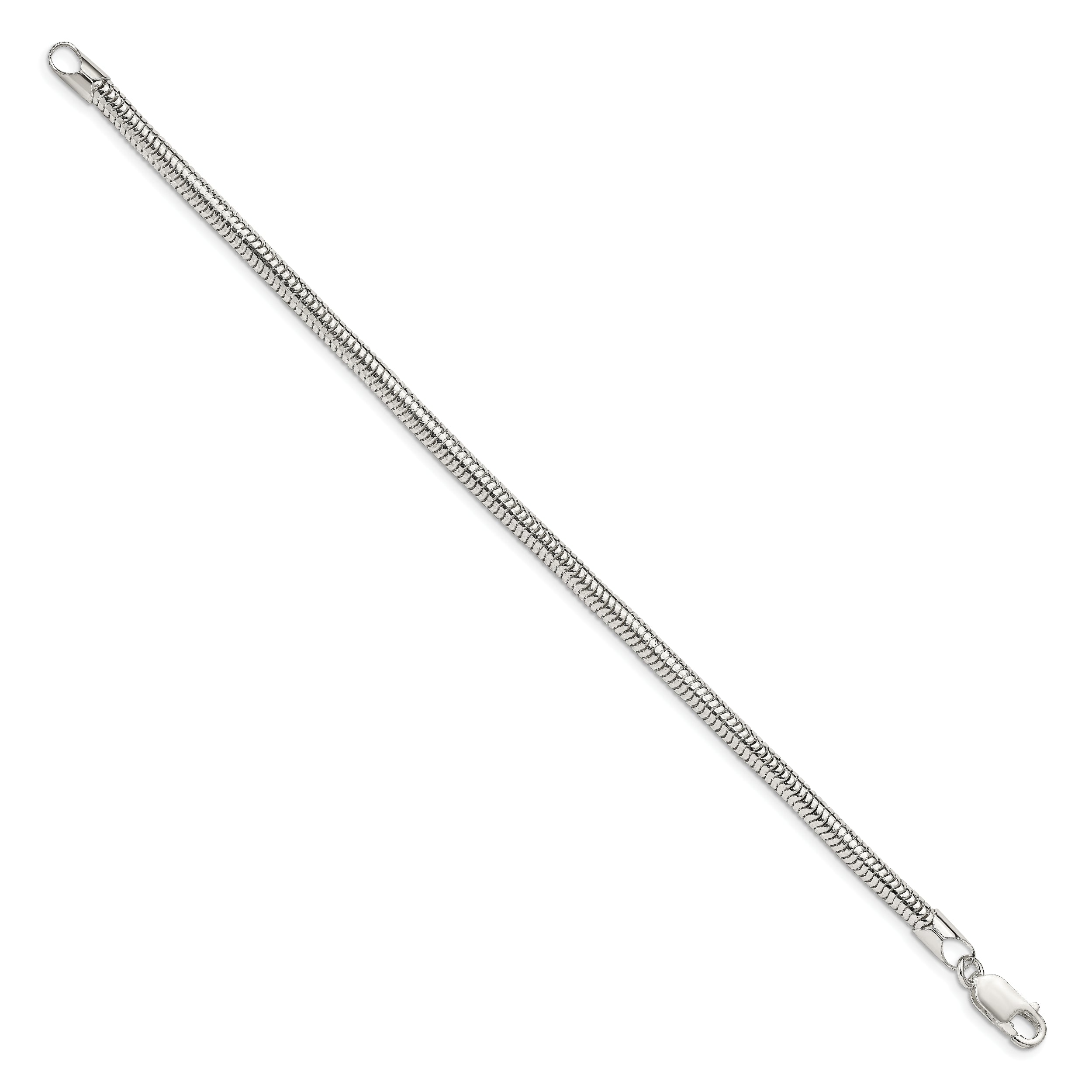 8 Inch Sterling Silver 4mm Round Snake Chain Bracelet