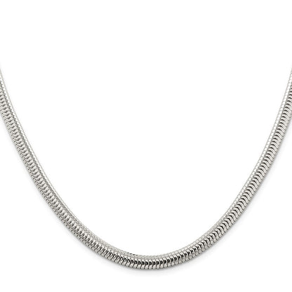 24 Inch Sterling Silver 6mm Round Snake Chain Necklace