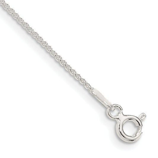10 Inch Sterling Silver 1mm Round Spiga Chain Anklet