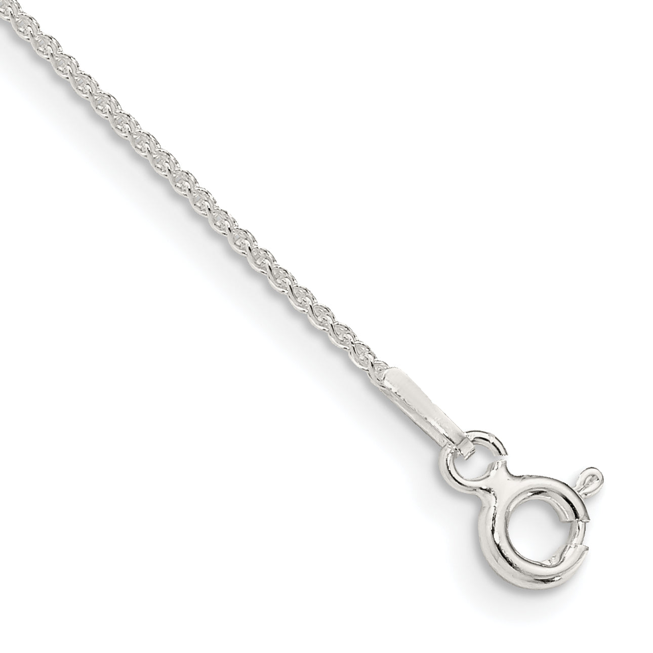 9 Inch Sterling Silver 1mm Round Spiga Chain Anklet