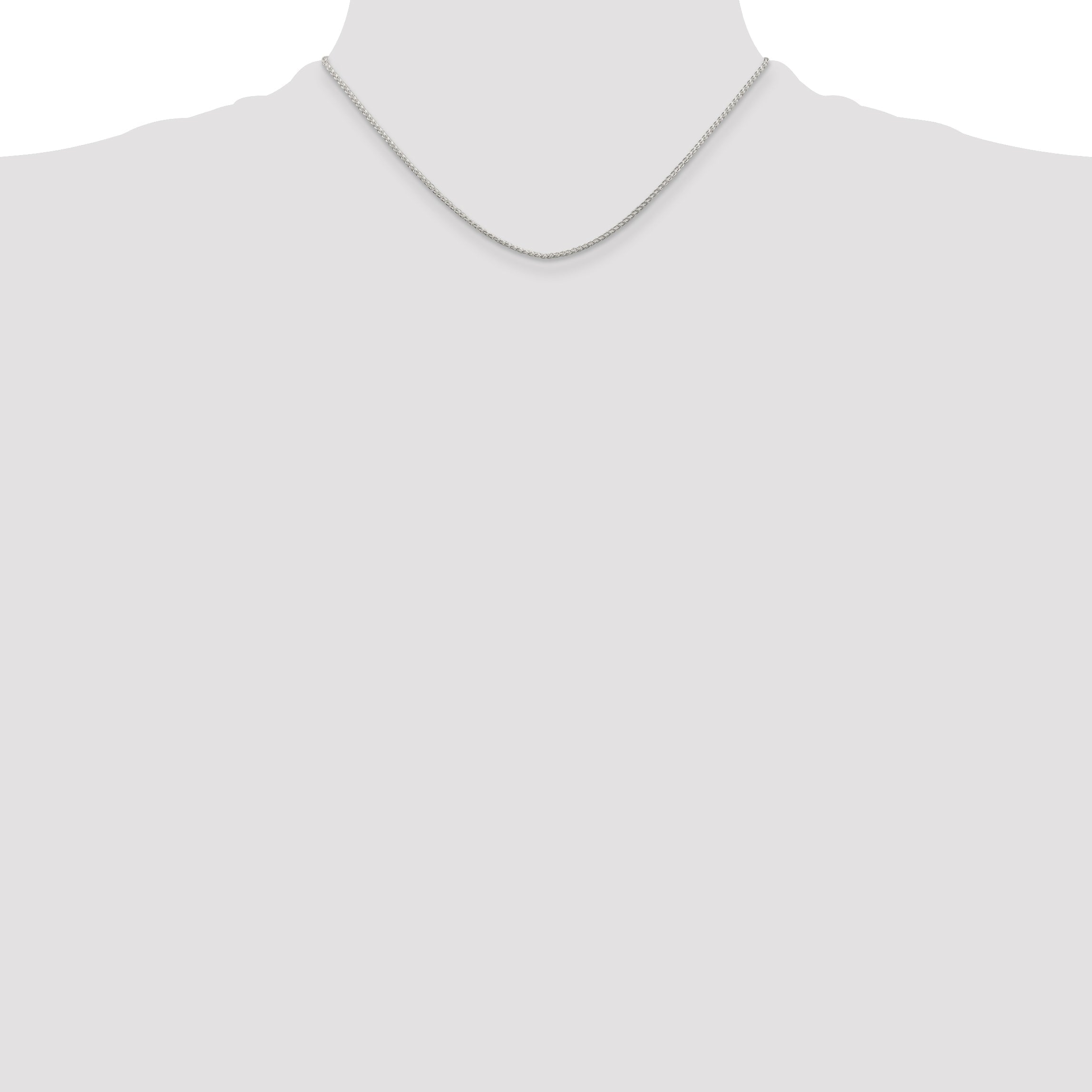 16 Inch Sterling Silver Rhodium-Plated 1.25mm Round Spiga Chain Necklace