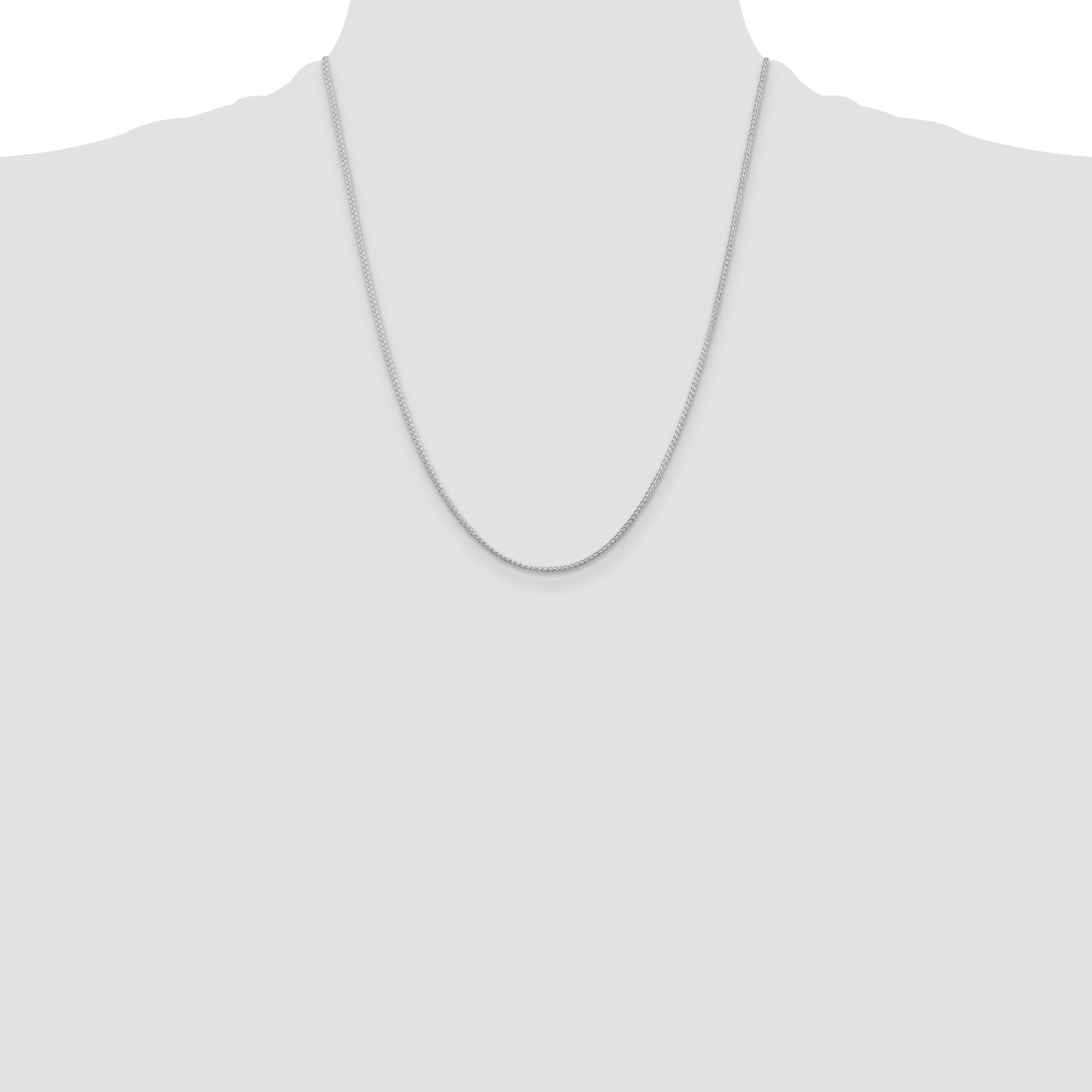 22 Inch Sterling Silver Rhodium-Plated 1.25mm Round Spiga Chain Necklace