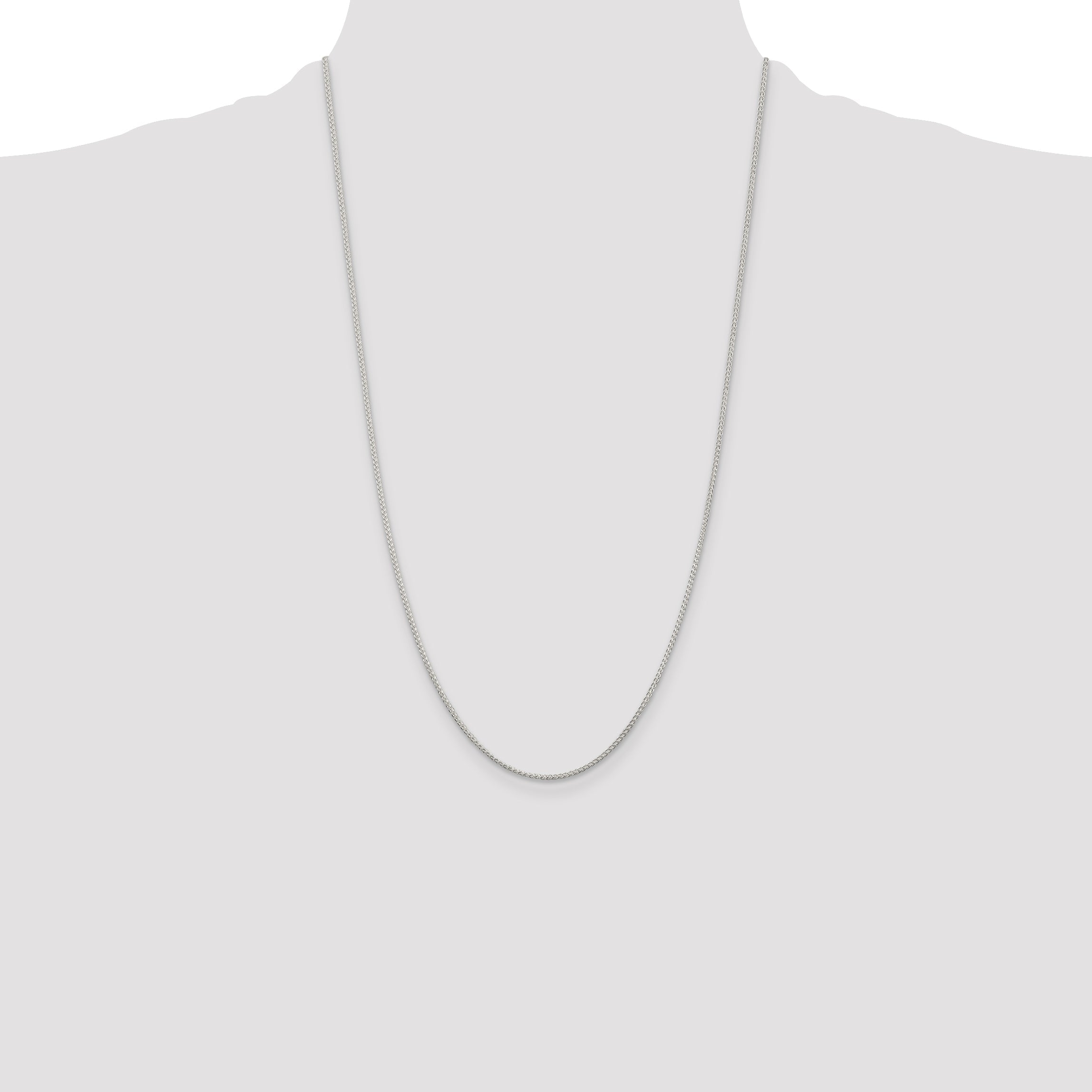 26 Inch Sterling Silver Rhodium-Plated 1.25mm Round Spiga Chain Necklace