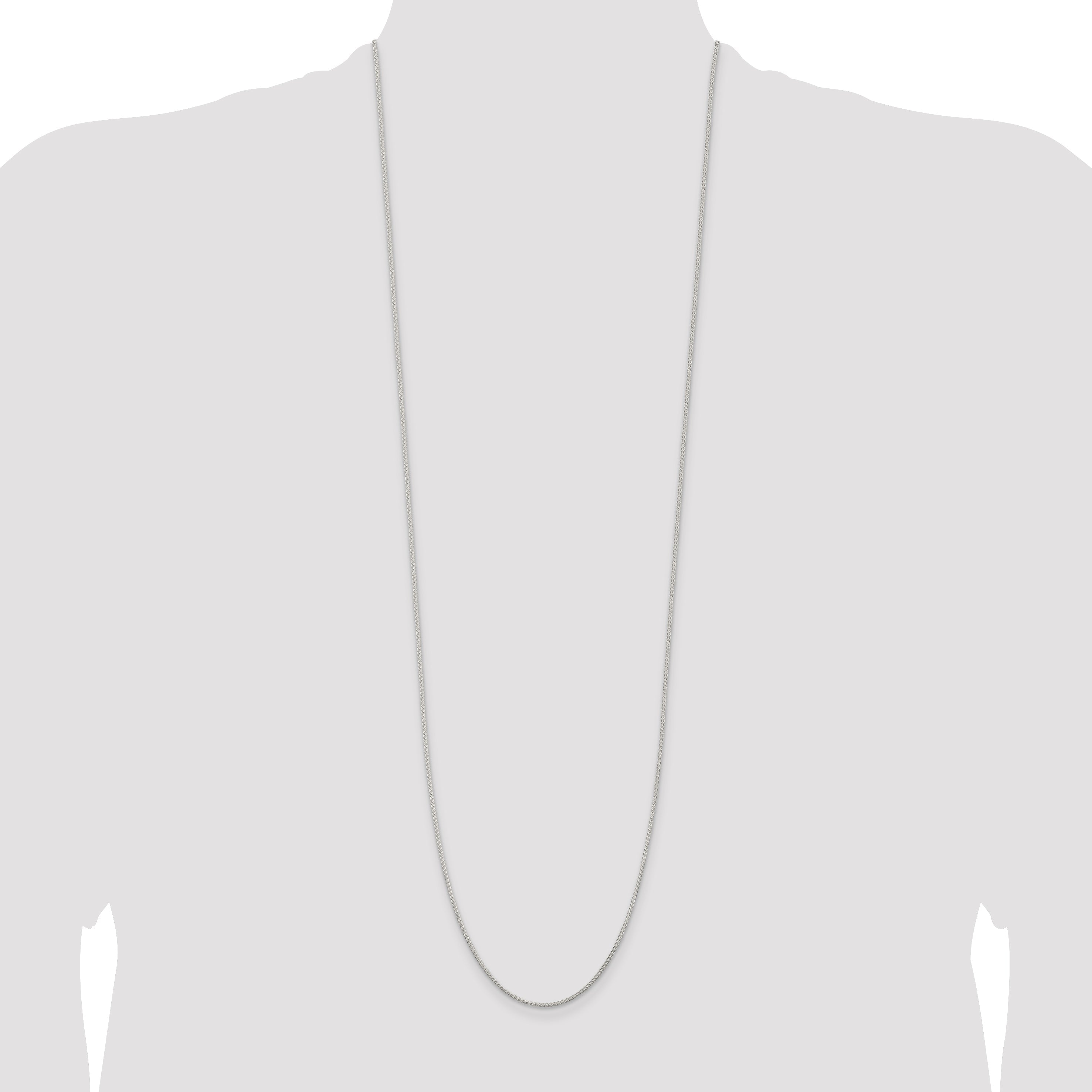 36 Inch Sterling Silver Rhodium-Plated 1.25mm Round Spiga Chain Necklace