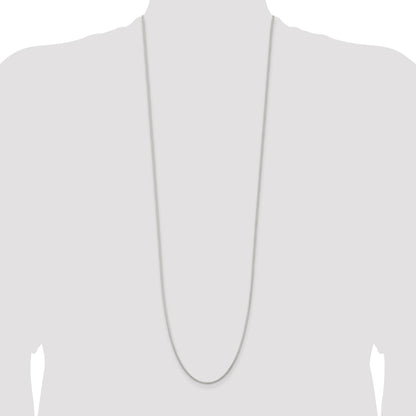 36 Inch Sterling Silver Rhodium-Plated 1.25mm Round Spiga Chain Necklace