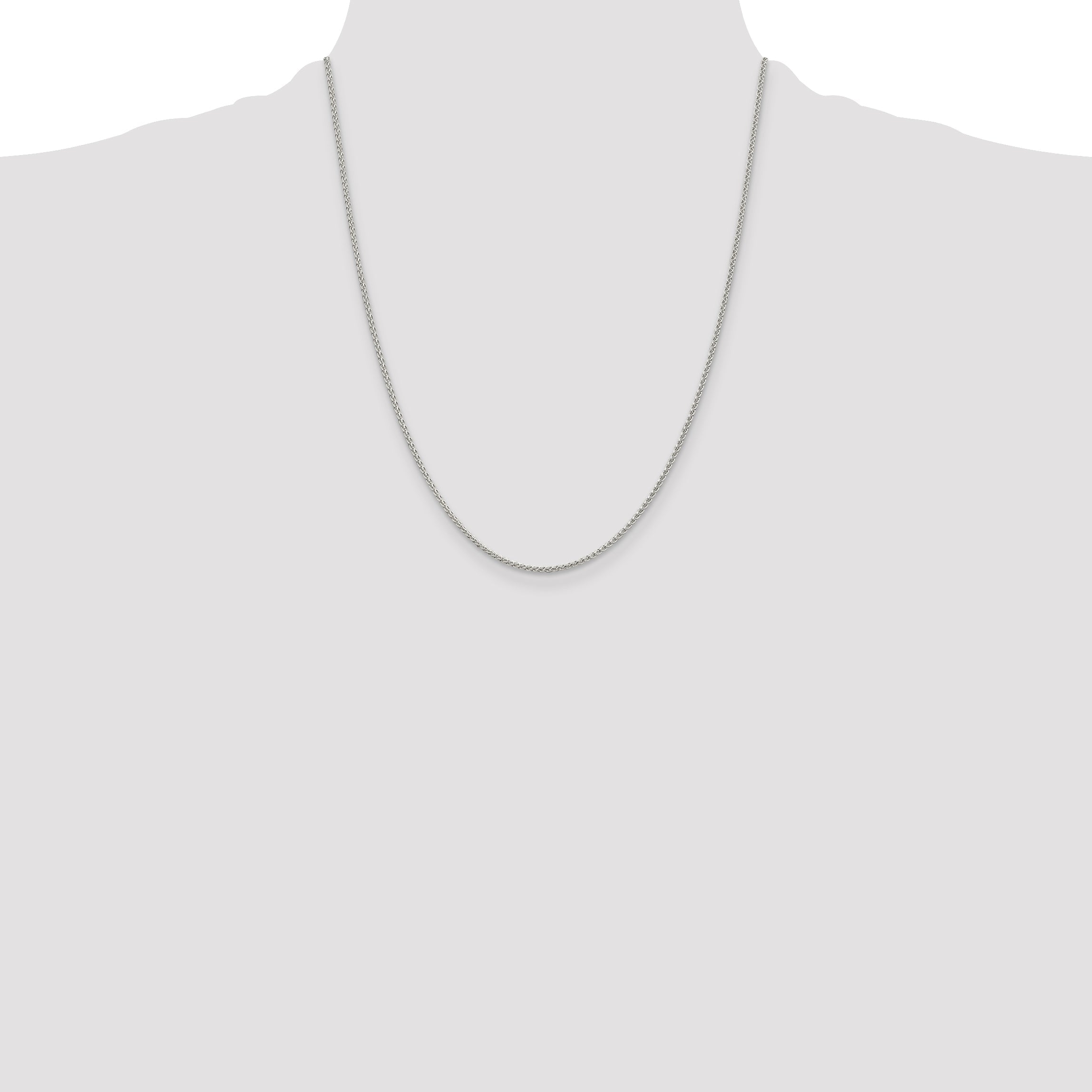 22 Inch Sterling Silver Rhodium-Plated 1.5mm Round Spiga Chain Necklace